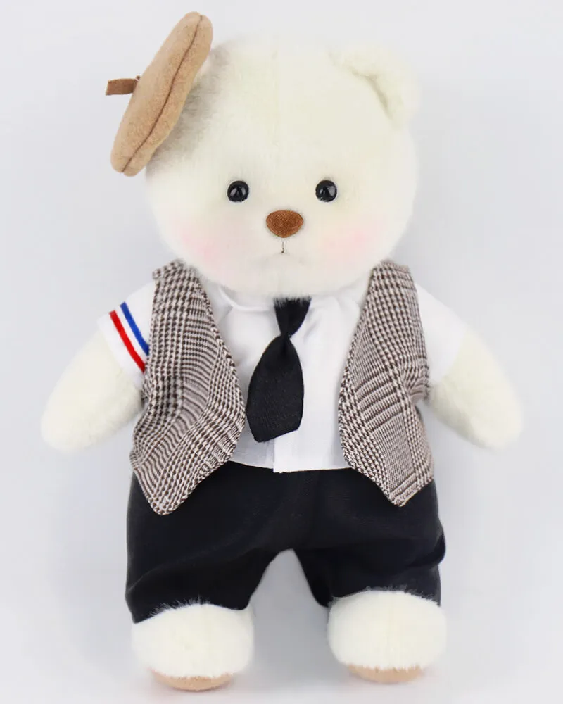 Petit nounours blanc en costume de mariage 3 ourson blanc habillé de son plus beau costume de mariage