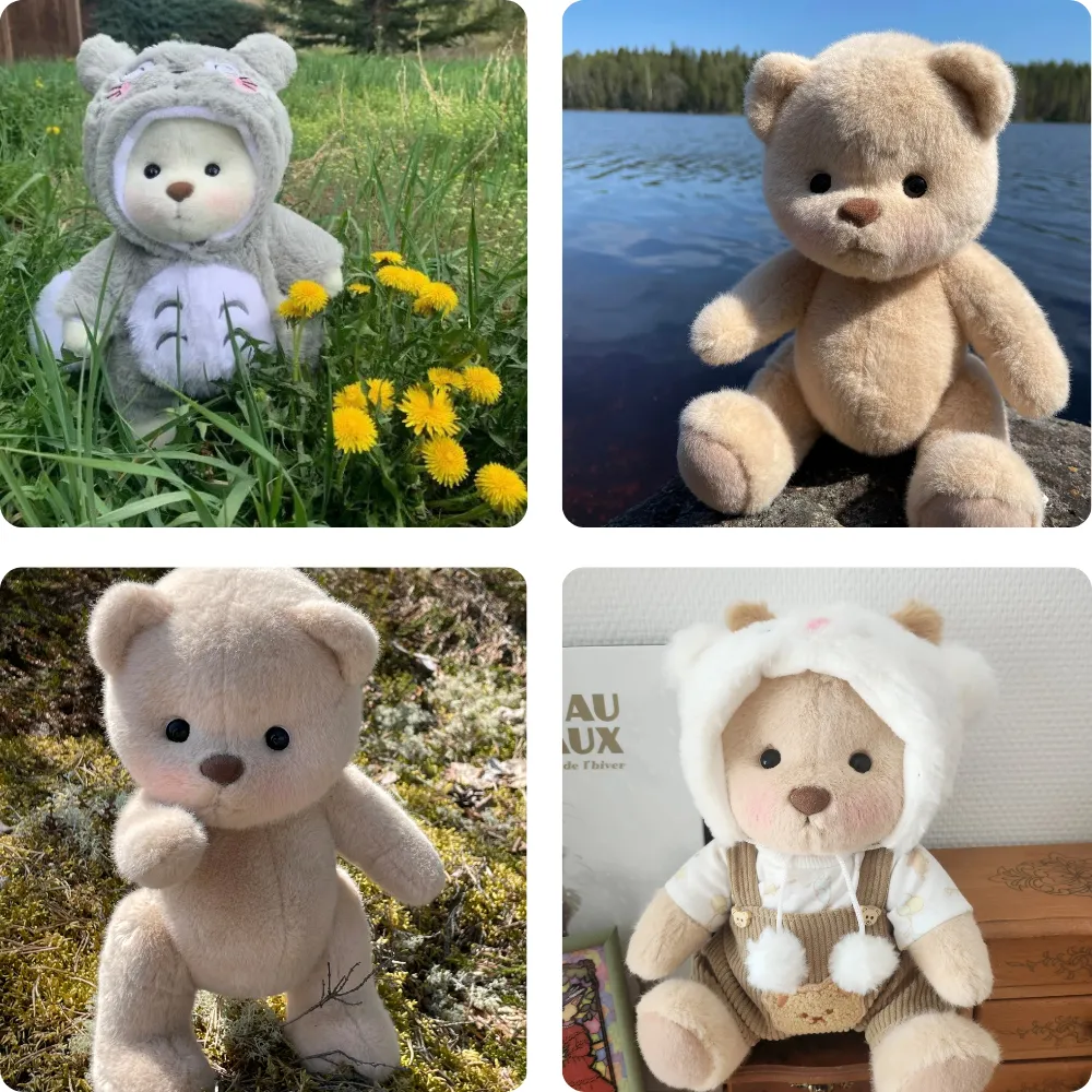 petit cadre qui regroupe quatre photos des mignon petit nounours