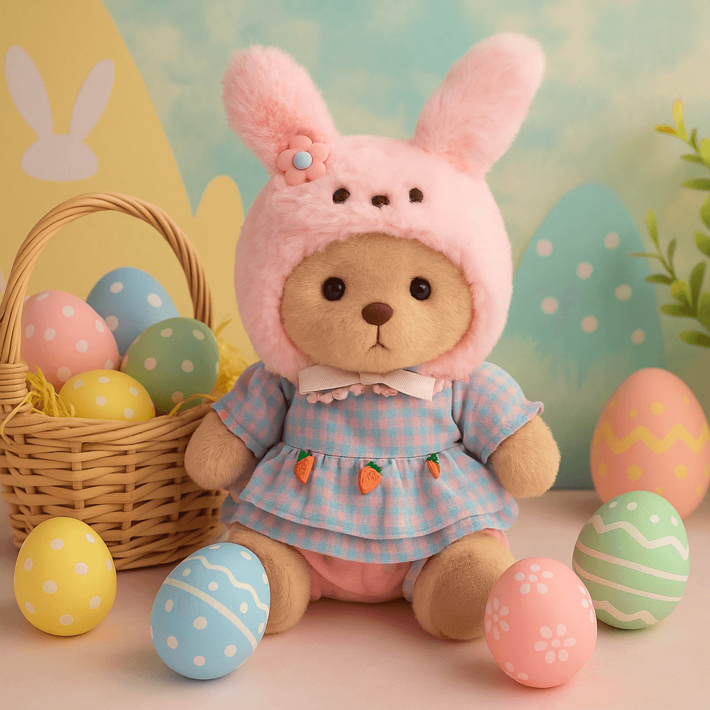 Cadeau de Pâques original – peluche Petit Nounours avec œufs colorés