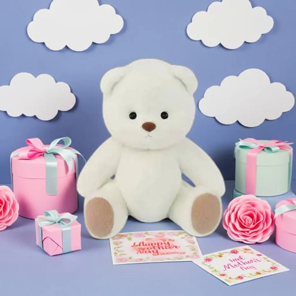 Petit nounours blanc – Un compagnon doux et élégant ! 1 Peluche à habiller Petit Nounours blanc, un ours en peluche dans une chambre d'enfant